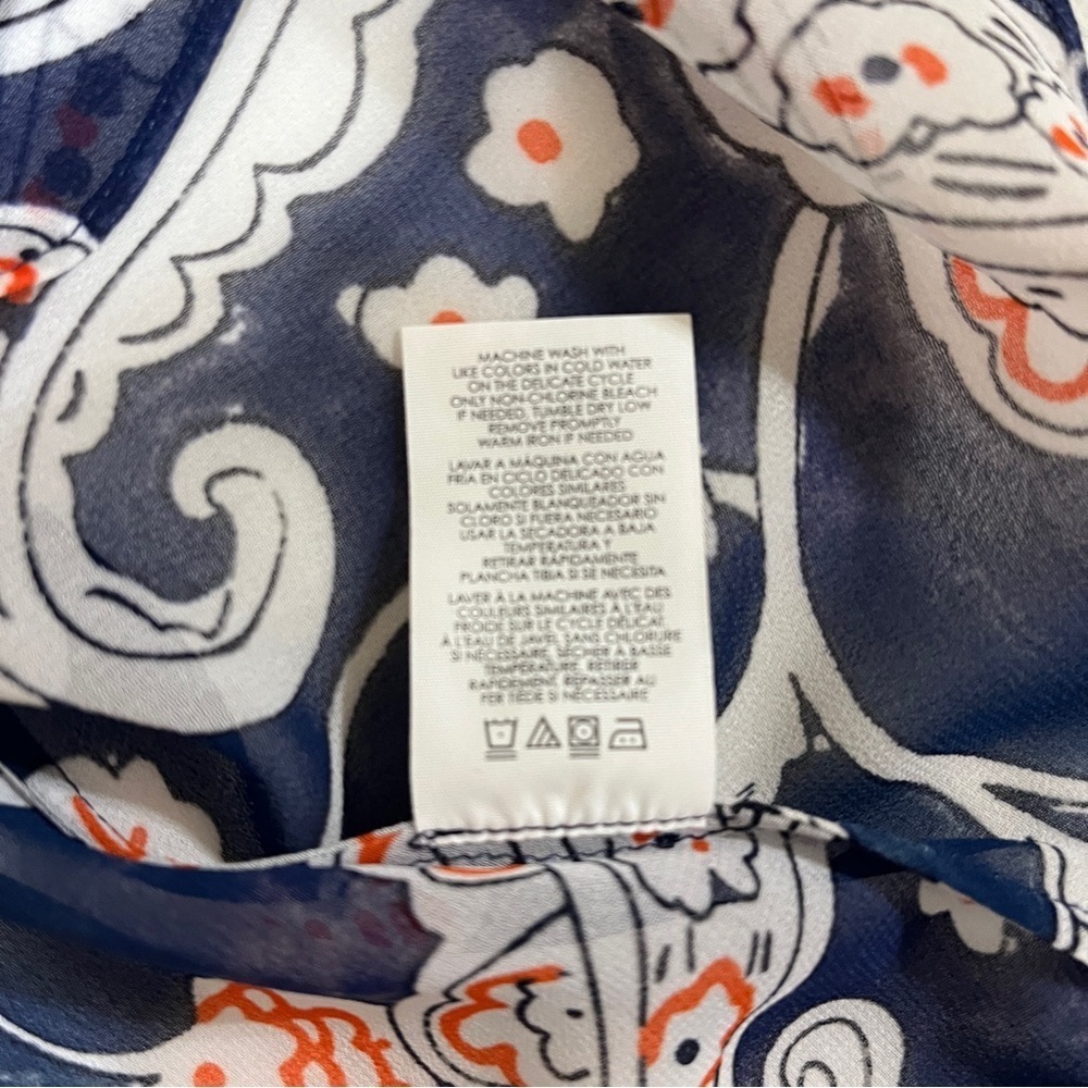 CAbi Style 5349 Paisley Peplum Vneck Sleeveless Blouse Paisley & Stripe Sheer XS - Picture 7 of 9